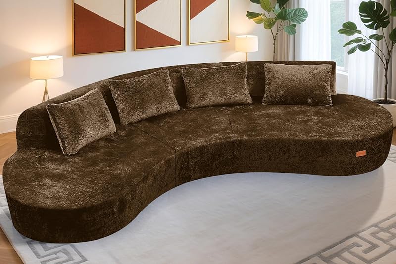 Homguava Sectional Upholstered Oversized Required Brown